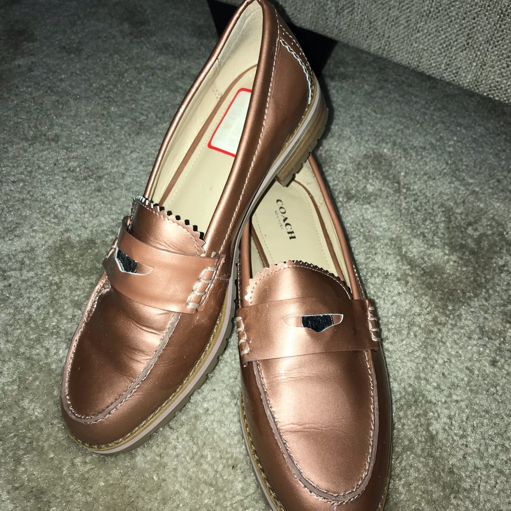 Authentic COACH blush patent leather loafers